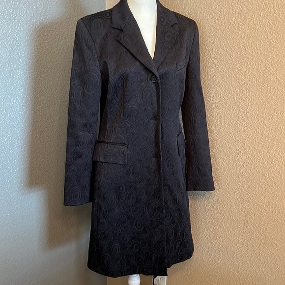 *Banana Republic - size 8 - Black long coat with pattern detail - Picture 1 of 6